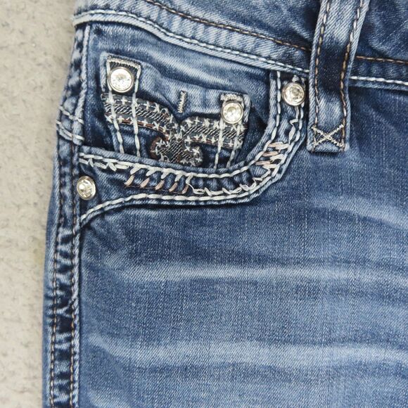 Rock Revival Barby Jeans 28 Blue Embellished Flap Pockets Ankle Skinny Denim - Picture 5 of 16